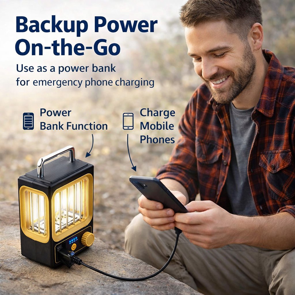 🔦 Portable Solar Camping Lantern – Stepless Dimming & Power Bank Ready 🔥
