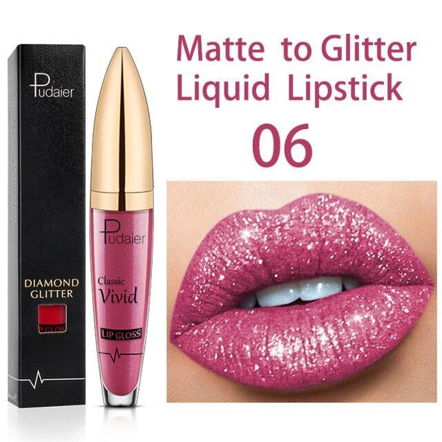 (🔥HOT SALE NOW 49% OFF) - 🎁Diamond Lip Gloss Matte To Glitter Liquid Lipstick Waterproof