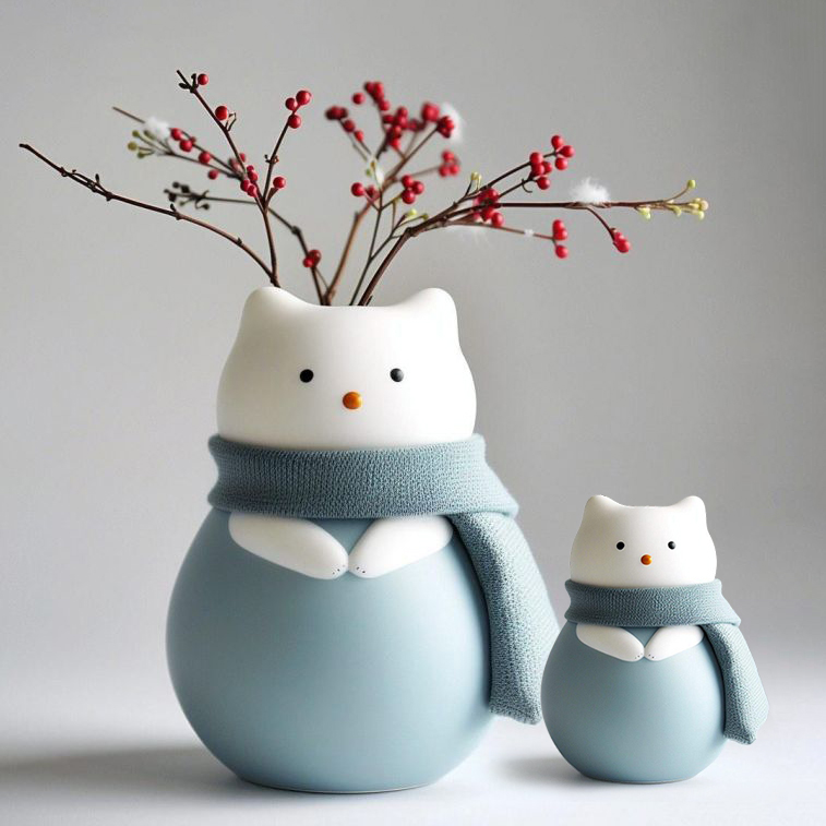 ❄️ Adorable Cat Vase – Cozy Winter Charm for Your Home