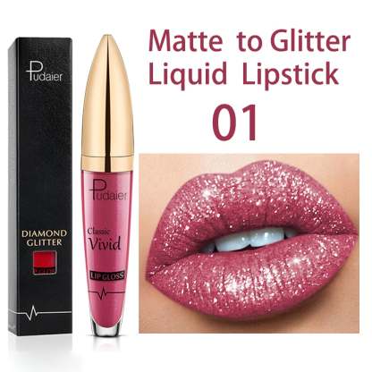 (🔥HOT SALE NOW 49% OFF) - 🎁Diamond Lip Gloss Matte To Glitter Liquid Lipstick Waterproof