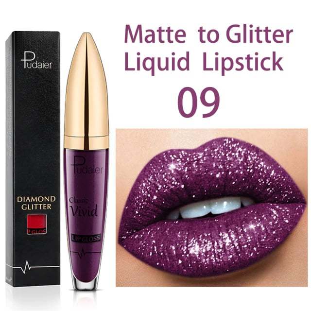 (🔥HOT SALE NOW 49% OFF) - 🎁Diamond Lip Gloss Matte To Glitter Liquid Lipstick Waterproof