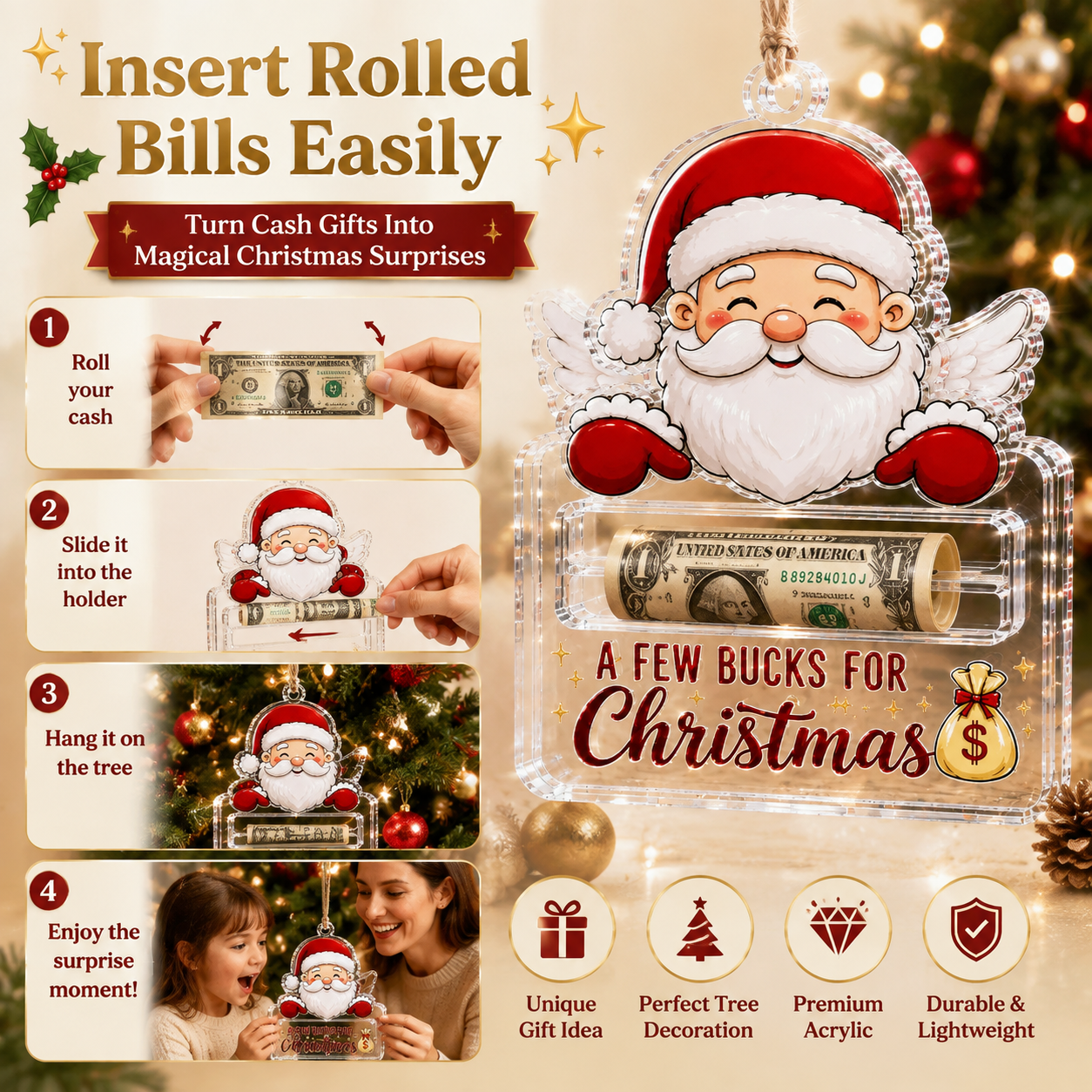 🔥Last Day 50% OFF🎄Christmas Crystal Money Holder Ornament