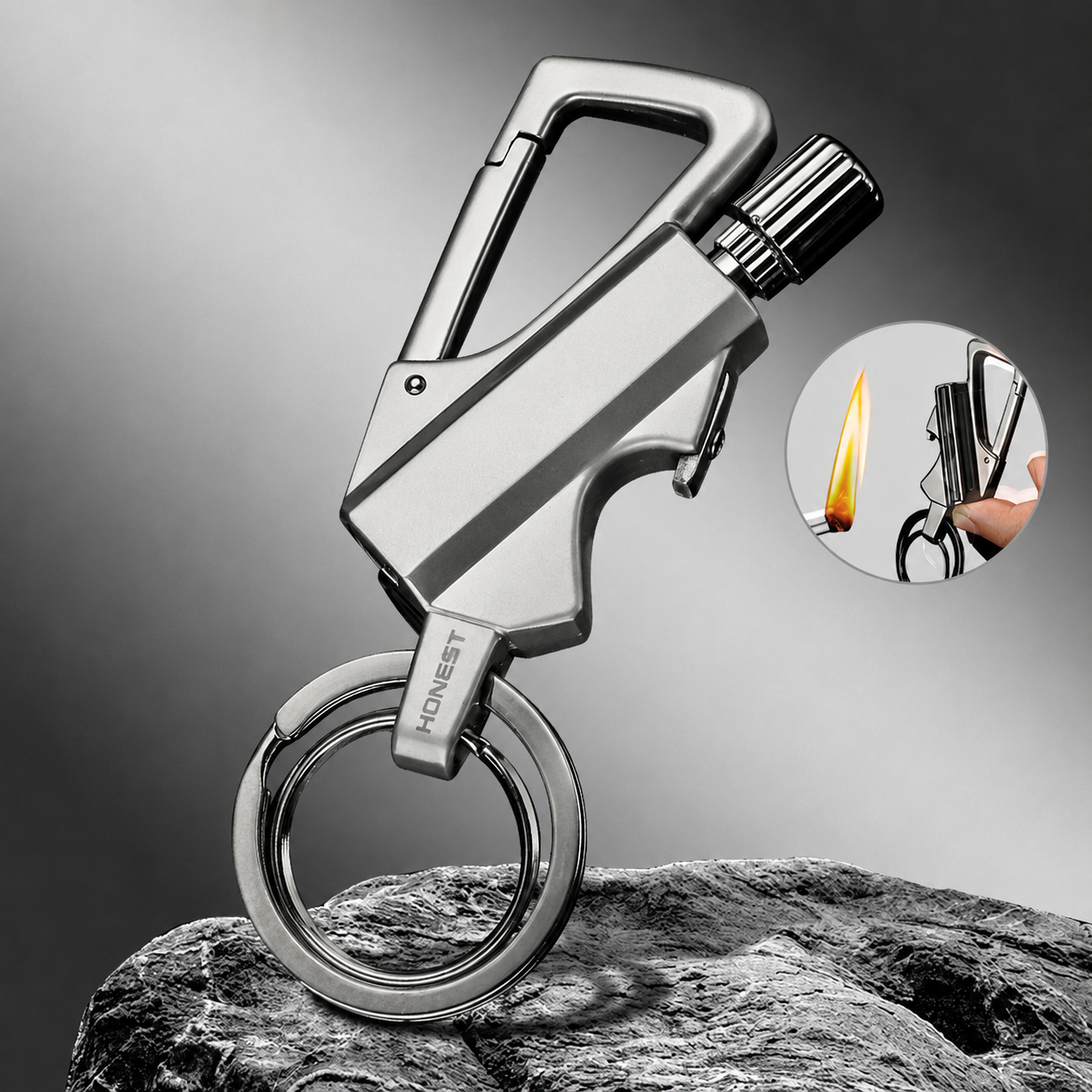 3-in-1 EDC Keychain Multi-Tool – Permanent Match Lighter, Bottle Opener