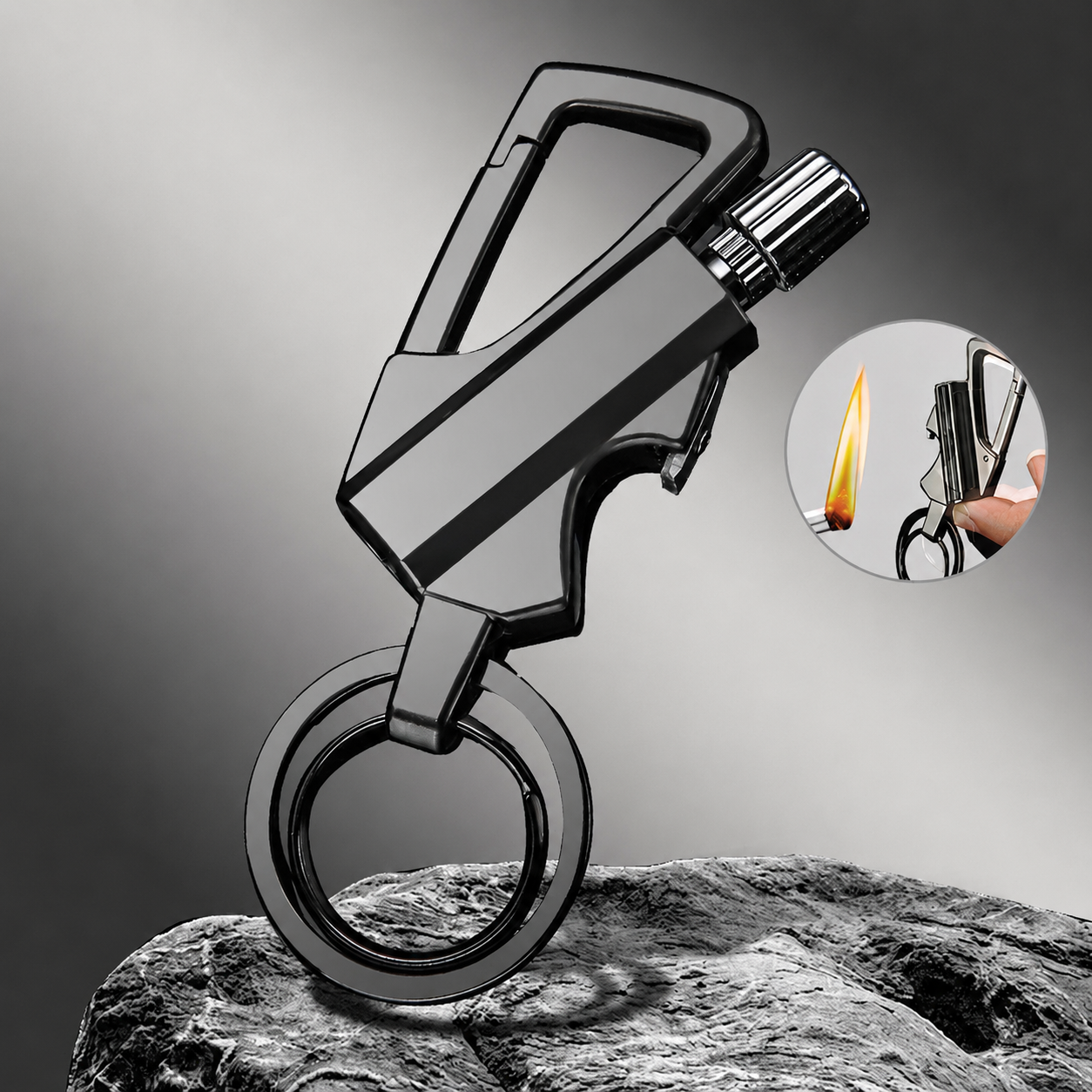 3-in-1 EDC Keychain Multi-Tool – Permanent Match Lighter, Bottle Opener