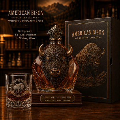 🎁American Bison Frontier Legacy Whiskey Decanter Set