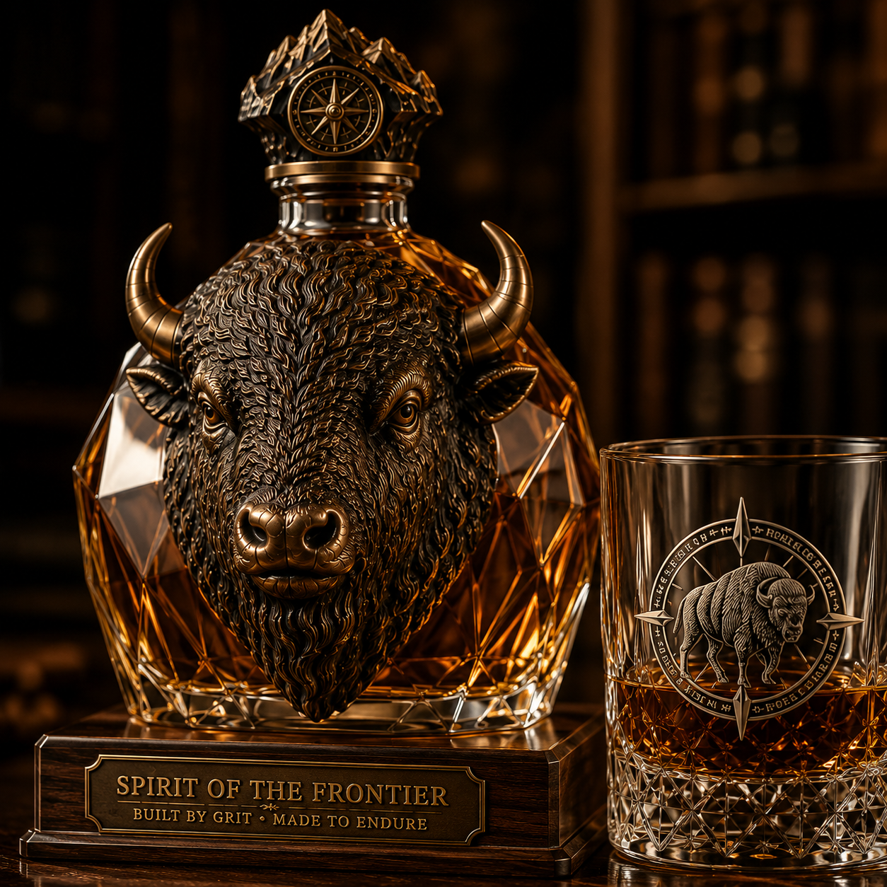 🎁American Bison Frontier Legacy Whiskey Decanter Set