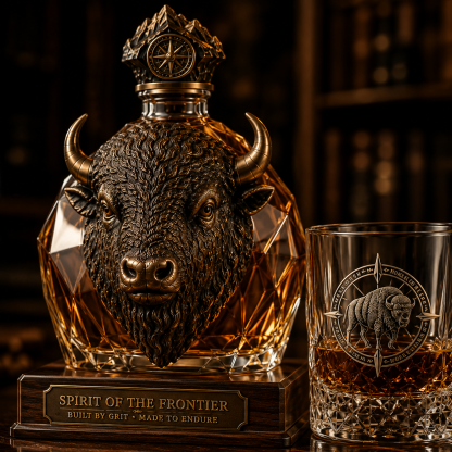 🎁American Bison Frontier Legacy Whiskey Decanter Set