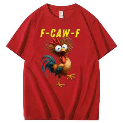 F-Caw-F Crazy Chicken Pattern 100% Cotton T-Shirt