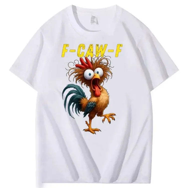 F-Caw-F Crazy Chicken Pattern 100% Cotton T-Shirt