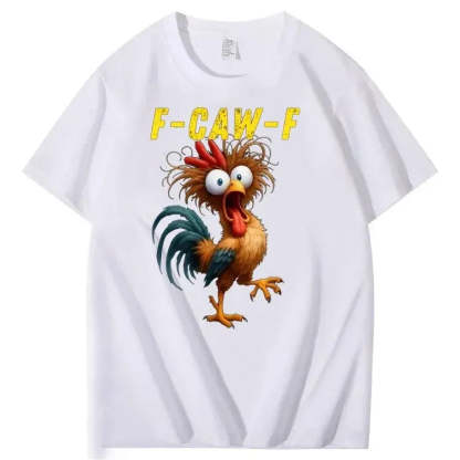 F-Caw-F Crazy Chicken Pattern 100% Cotton T-Shirt