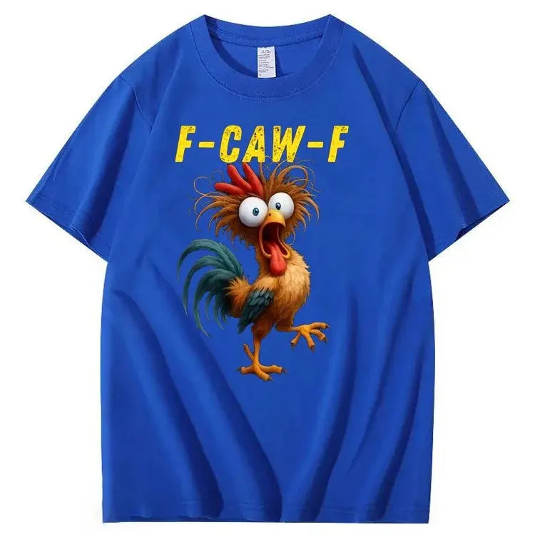 F-Caw-F Crazy Chicken Pattern 100% Cotton T-Shirt