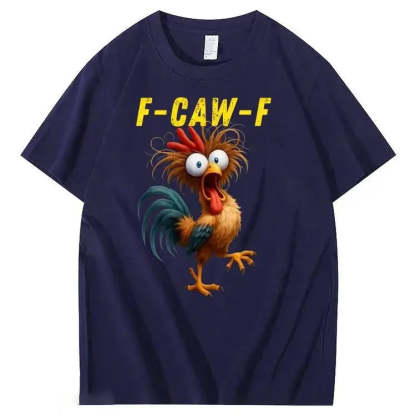 F-Caw-F Crazy Chicken Pattern 100% Cotton T-Shirt