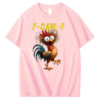 F-Caw-F Crazy Chicken Pattern 100% Cotton T-Shirt