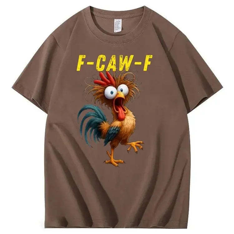 F-Caw-F Crazy Chicken Pattern 100% Cotton T-Shirt