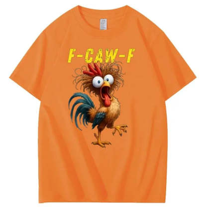 F-Caw-F Crazy Chicken Pattern 100% Cotton T-Shirt