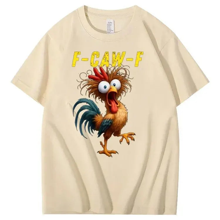 F-Caw-F Crazy Chicken Pattern 100% Cotton T-Shirt