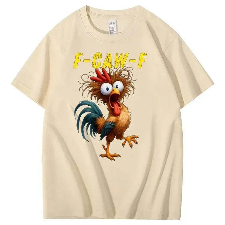 F-Caw-F Crazy Chicken Pattern 100% Cotton T-Shirt