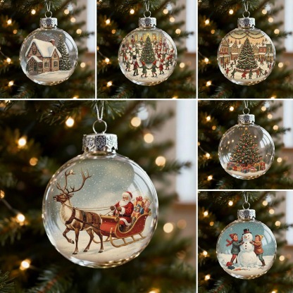​​Vintage Christmas Scene Bulb Ornaments