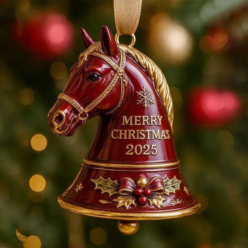 🐎Handmade Horse Bell Ornament – Merry Christmas 2025🎄