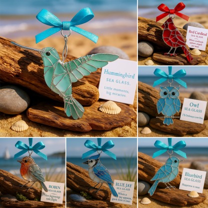 🔥Black Friday 47% OFF🌊Handmade Sea Glass Bird Ornament