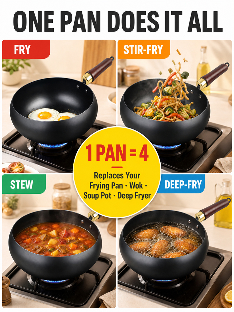 🔥🔥🔥【Heritage Craftsmanship】CenturyPan Handcrafted Cast Iron - Built to Last 100 Years！Grill, Fry, Steam, Bake, and More！