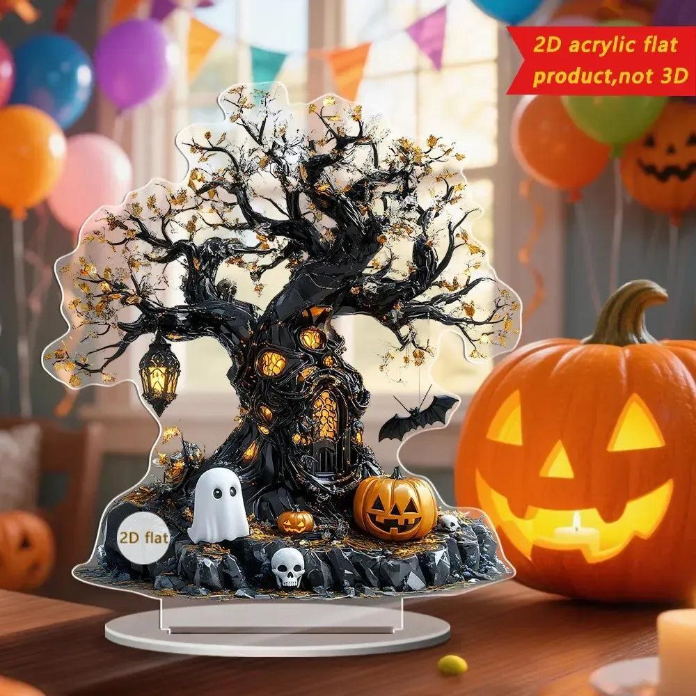 2D Acrylic Spooky Pumpkin Ghost Tree of life Halloween Desktop Ornamen
