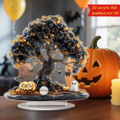 2D Acrylic Spooky Pumpkin Ghost Tree of life Halloween Desktop Ornaments-MoonChildWorld