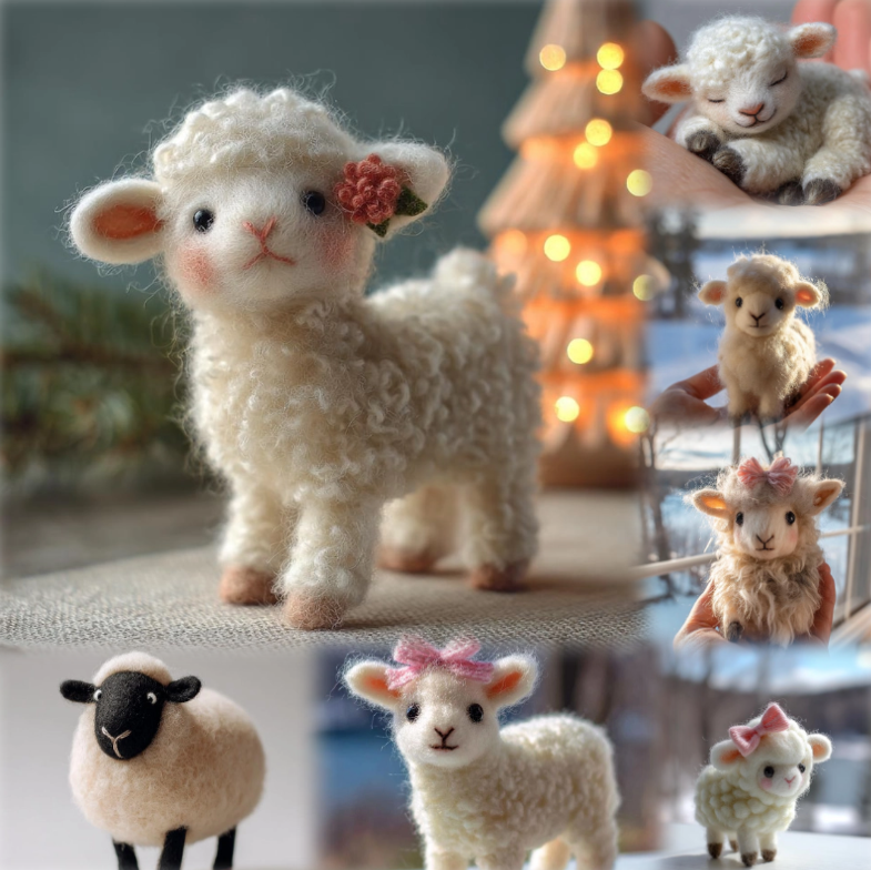 🌿 Eco-Friendly Needle Felted Lamb Figurine – Handmade Wool Sheep Statue for Farmhouse & Nursery Decor