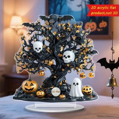 2D Acrylic Spooky Pumpkin Ghost Tree of life Halloween Desktop Ornaments-MoonChildWorld