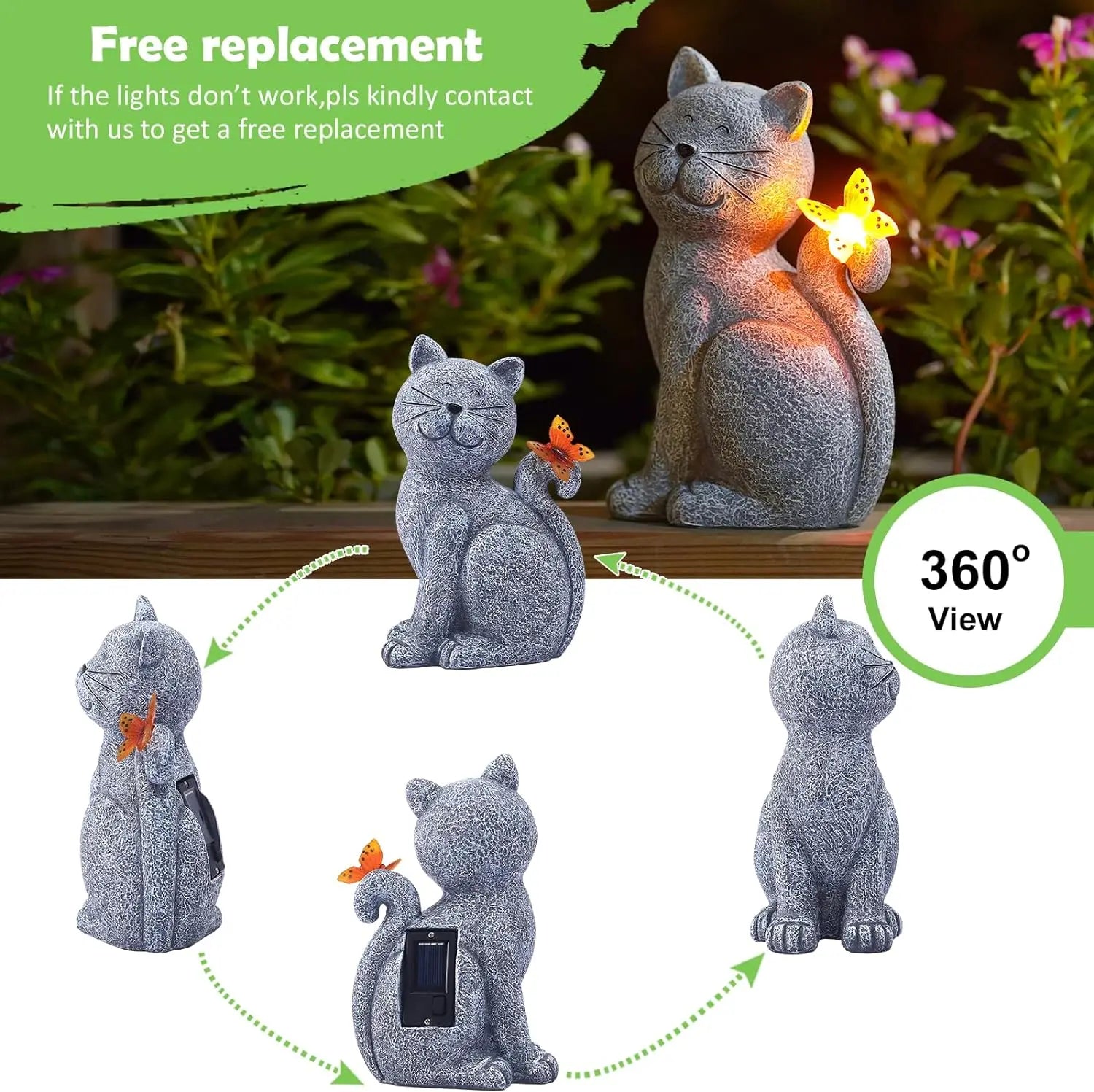 Solar Kitty Garden Night Lamp