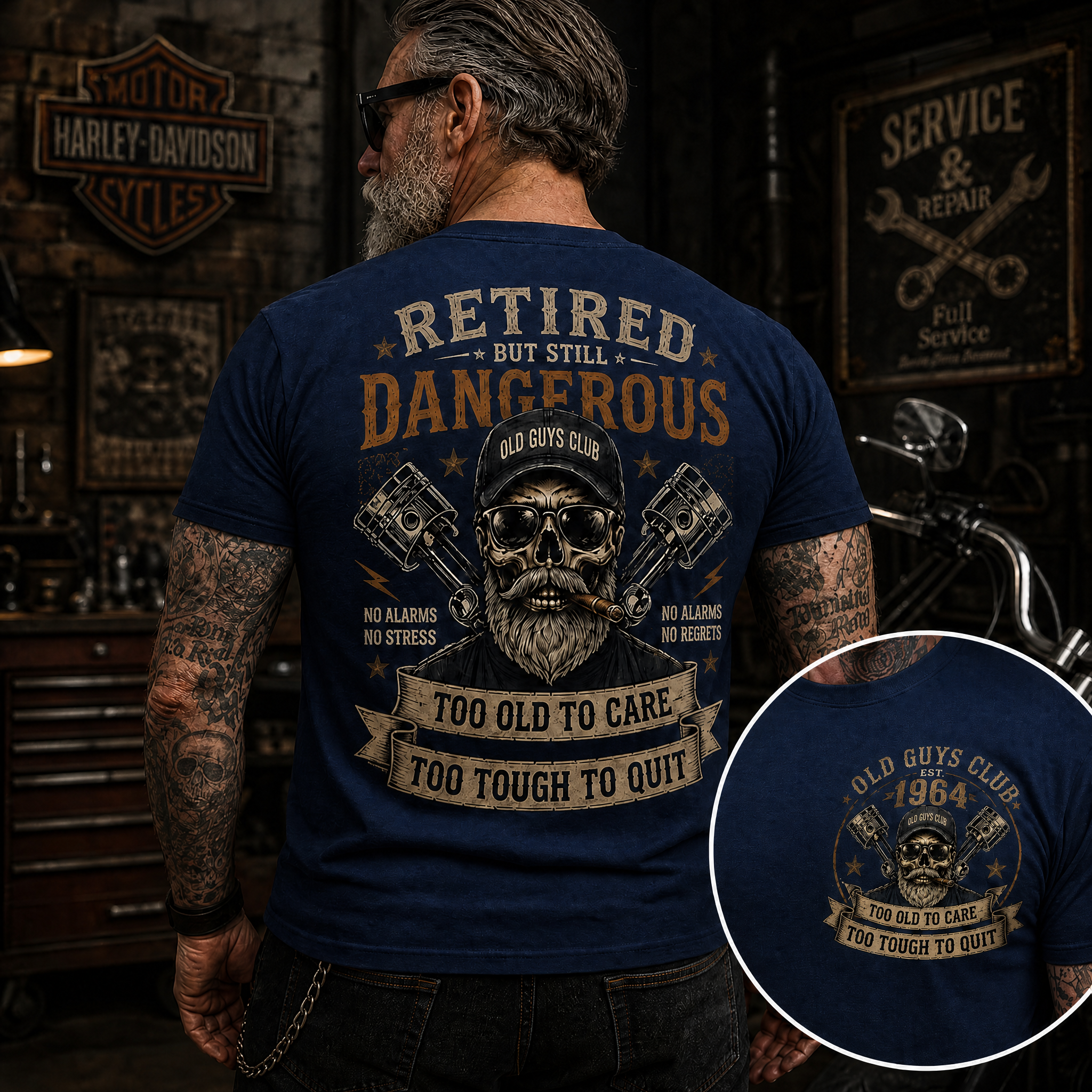 Retired But Still DangerousTM Vintage Skull T-Shirt – Old Guys Club Tee For Men