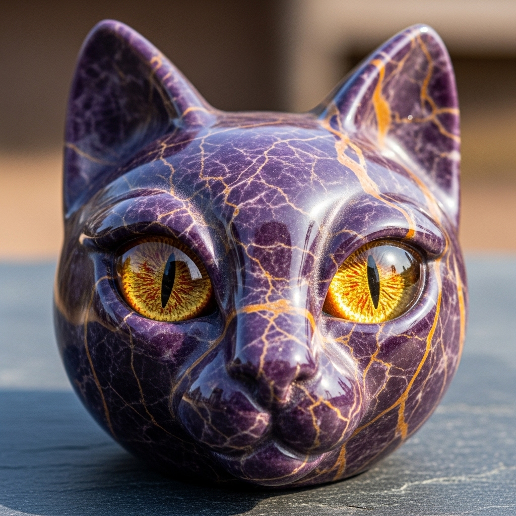 Luxury Black Cat Stone Sculpture
