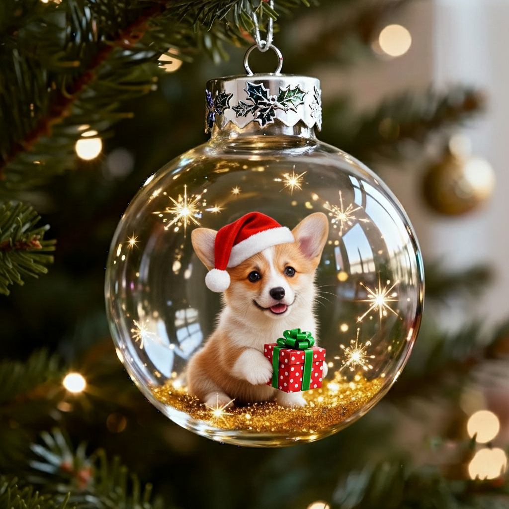🐕🎄 Christmas Dog Snow Globe Ornaments