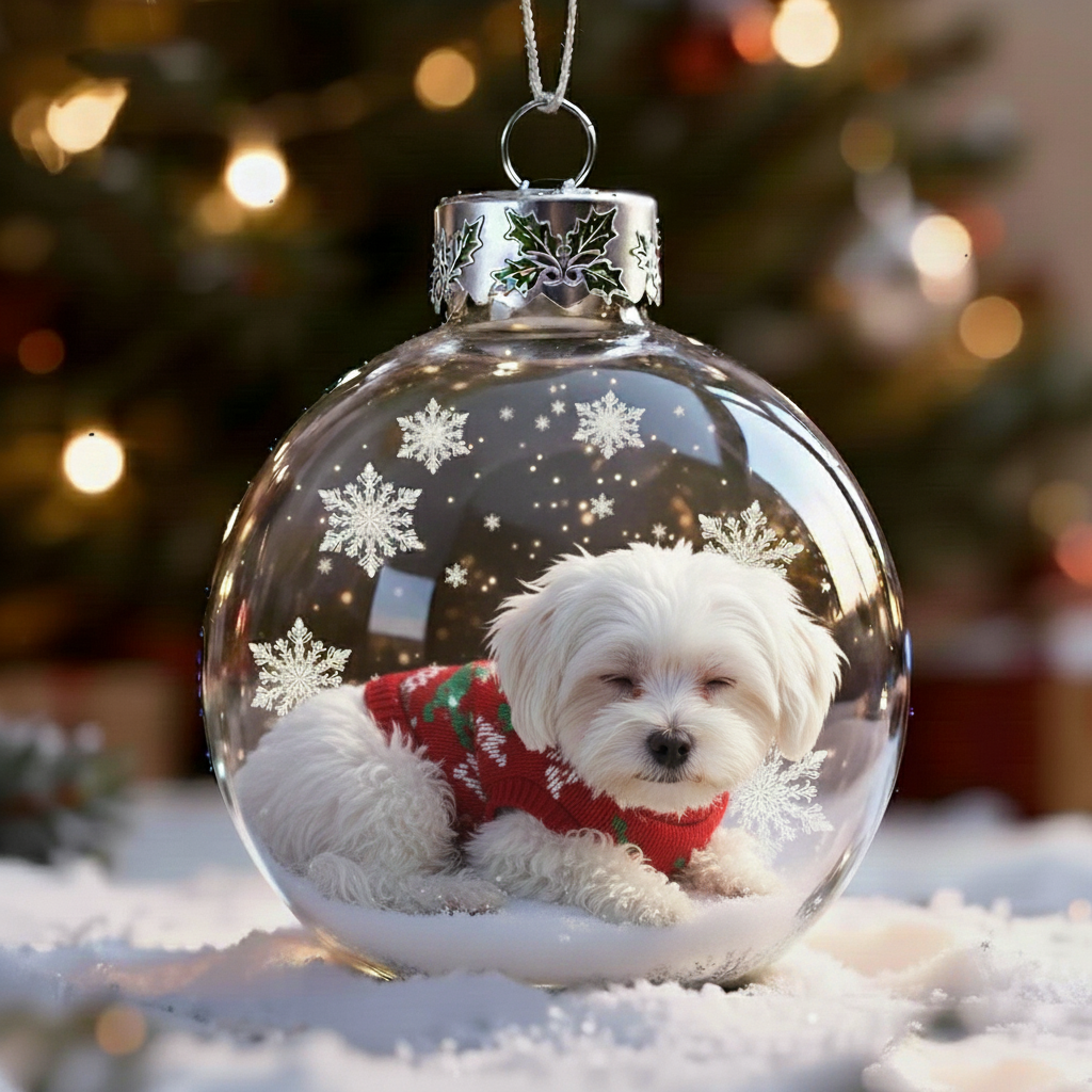 🐕🎄 Christmas Dog Snow Globe Ornaments