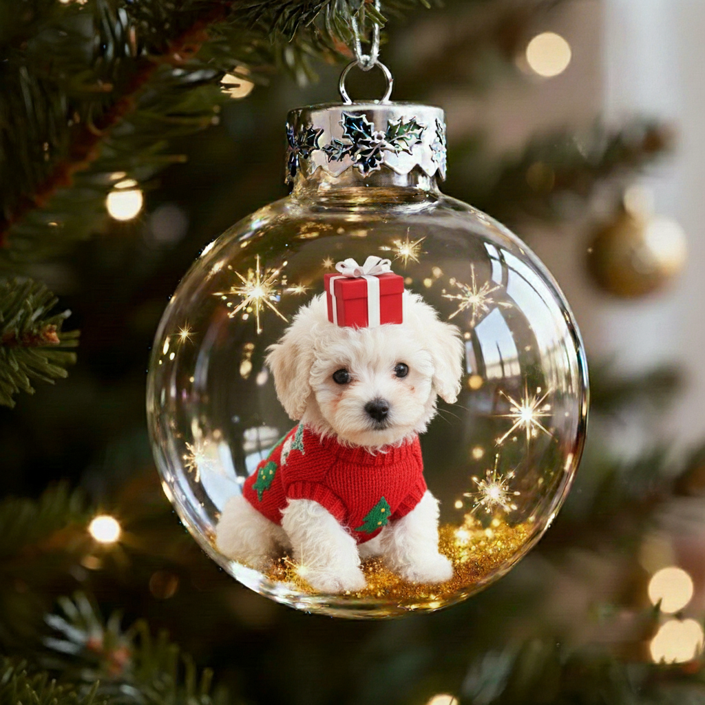 🐕🎄 Christmas Dog Snow Globe Ornaments