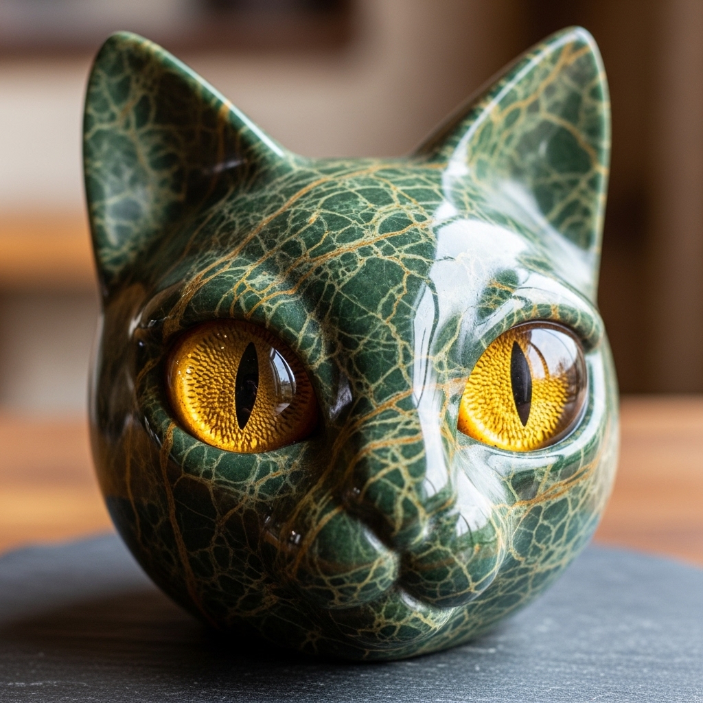 Luxury Black Cat Stone Sculpture