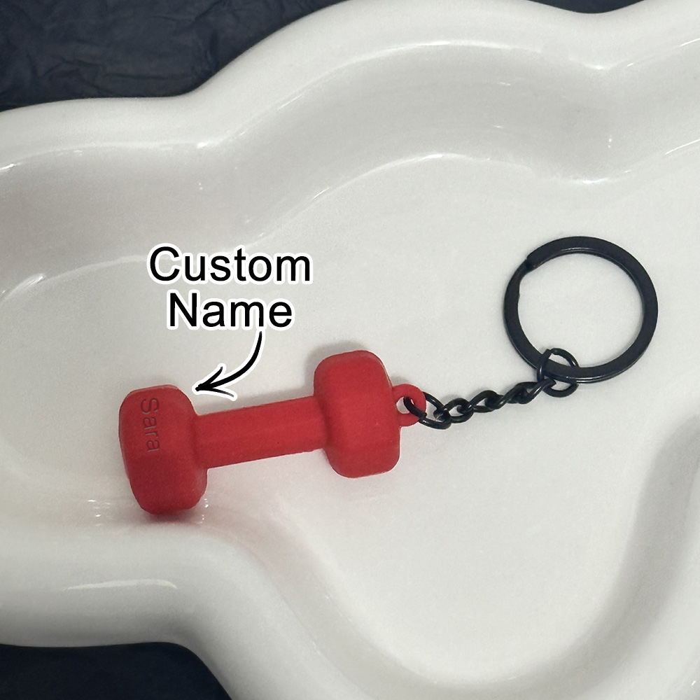 Dumbbell Keychain Accessories Equipment Pendant Metal Rubber Mini Backpack Keychain