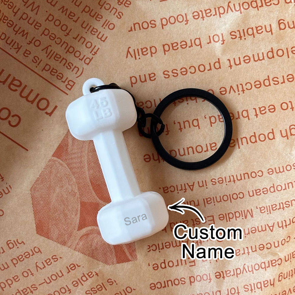 Dumbbell Keychain Accessories Equipment Pendant Metal Rubber Mini Backpack Keychain