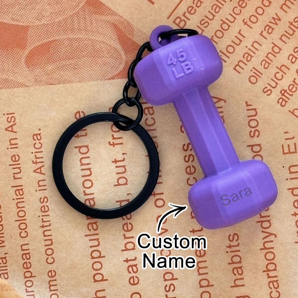 Dumbbell Keychain Accessories Equipment Pendant Metal Rubber Mini Backpack Keychain