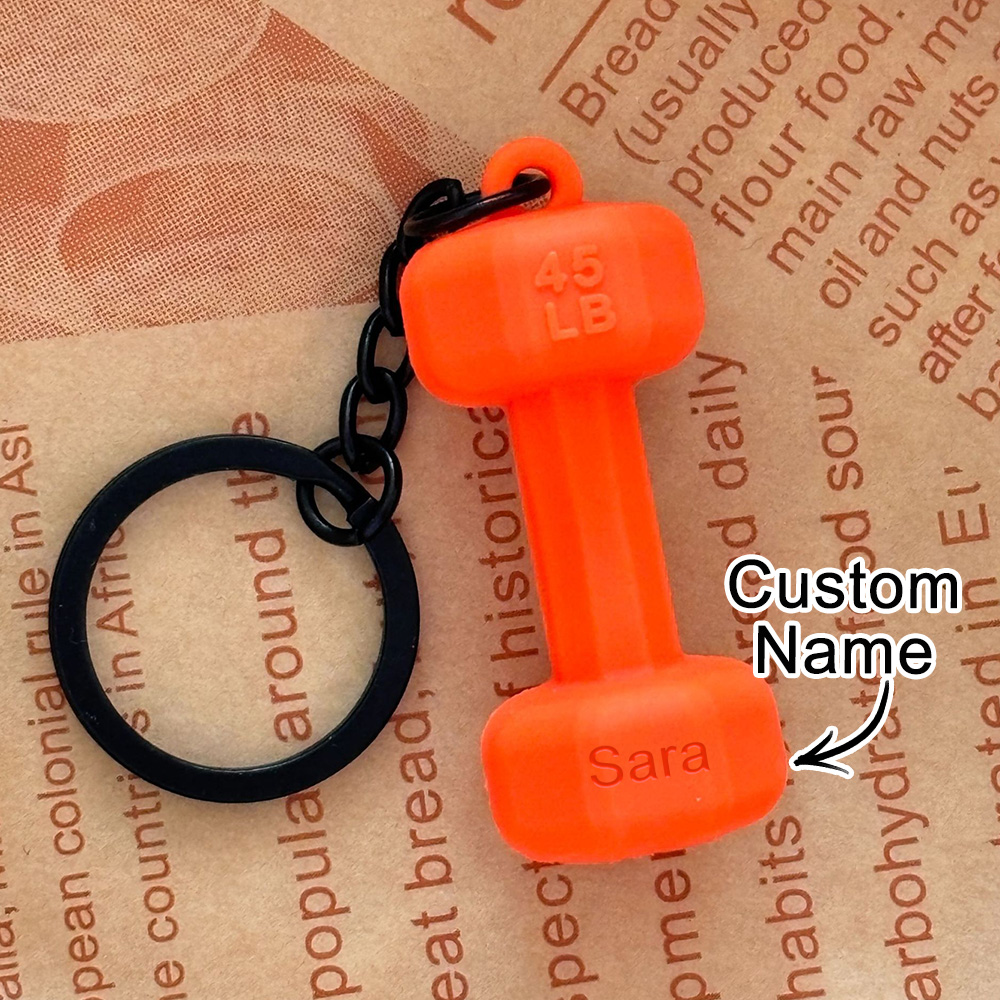 Dumbbell Keychain Accessories Equipment Pendant Metal Rubber Mini Backpack Keychain