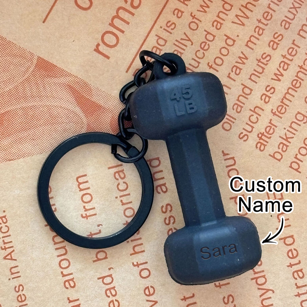 Dumbbell Keychain Accessories Equipment Pendant Metal Rubber Mini Backpack Keychain