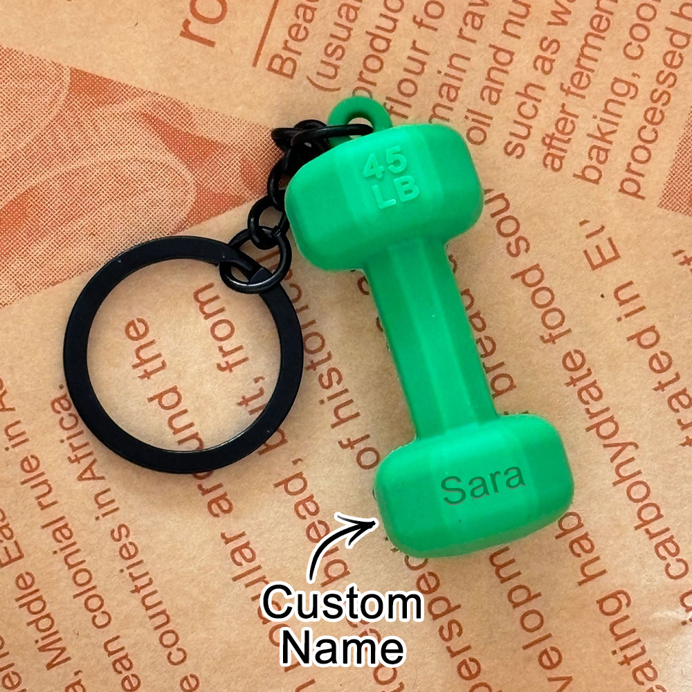 Dumbbell Keychain Accessories Equipment Pendant Metal Rubber Mini Backpack Keychain