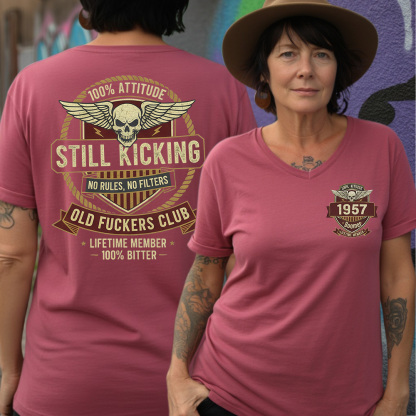 Old Guys Club Lifetime Member Still Kicking Women's V-neck long sleeve, V-neck, Sweatshirt, Hoodie