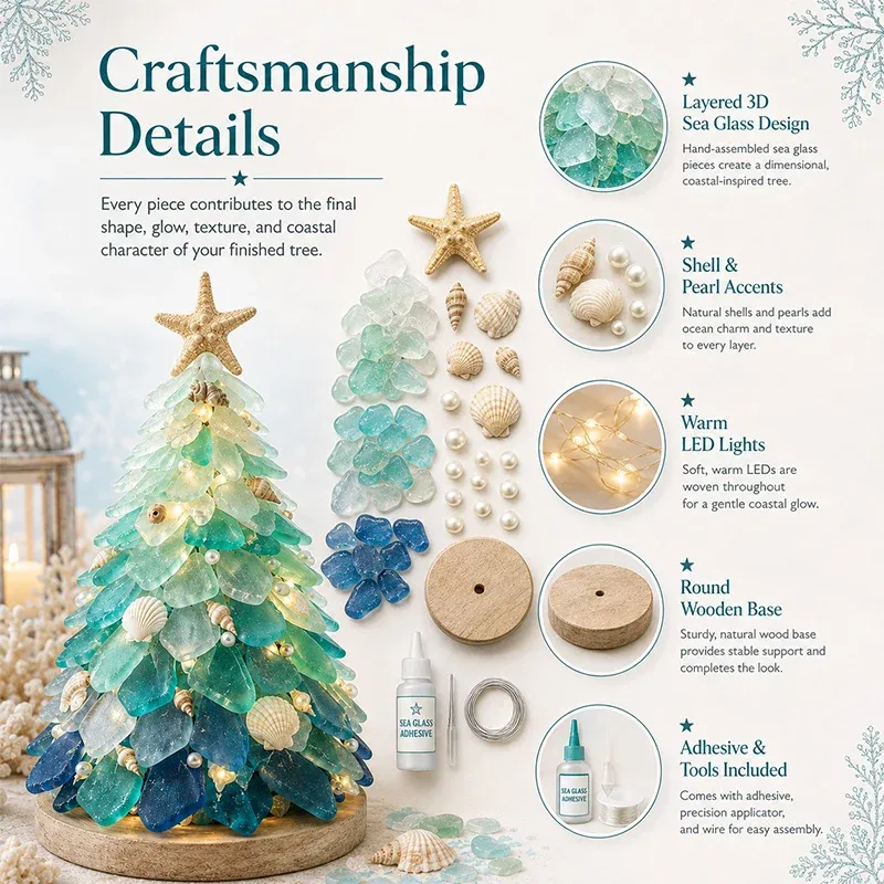 ⏳ Last Day 50% OFF – 🌊 Beginner-Friendly DIY 3D Lighted Sea Glass-Style Art Kit Collection | Complete Kit with Sea Glass-Style Pieces, LED Lights & Step-by-Step Guide Included 💕