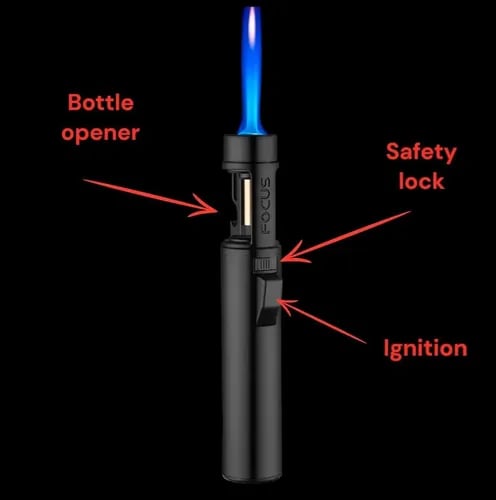 Portable Torch Lighter-🔥 1300°C of Pure Power – Windproof, Refillable & Ready for Anything! 💨🍳🏕️