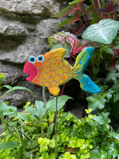 Ceramic Rainbow Fish Garden Stake