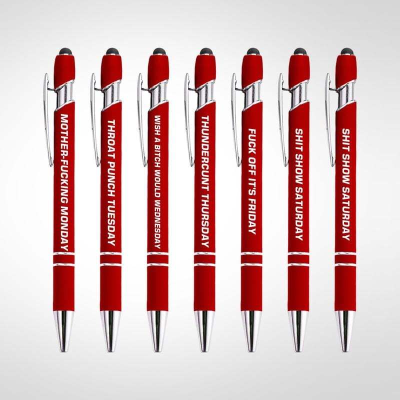 🔥Last Day Promotion 49% OFF💝Funny Stress-Relief Daily Quotes Metal Ballpoint Pen Set (7 Pcs) | 🎁Office Christmas Gift Exchange