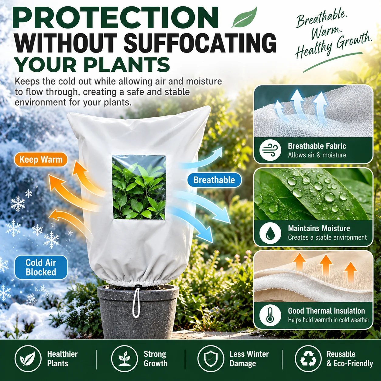 Breathable plant frost cover