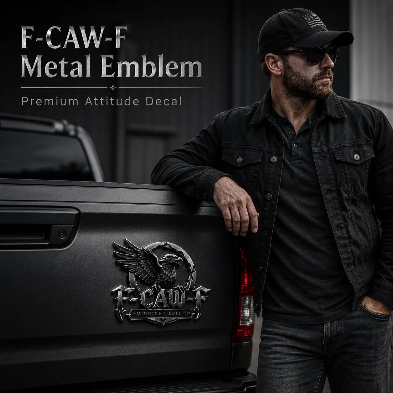 🦅 F-CAW-F Midnight Edition Metal Emblem - Premium Raven Badge For Drivers With Attitude