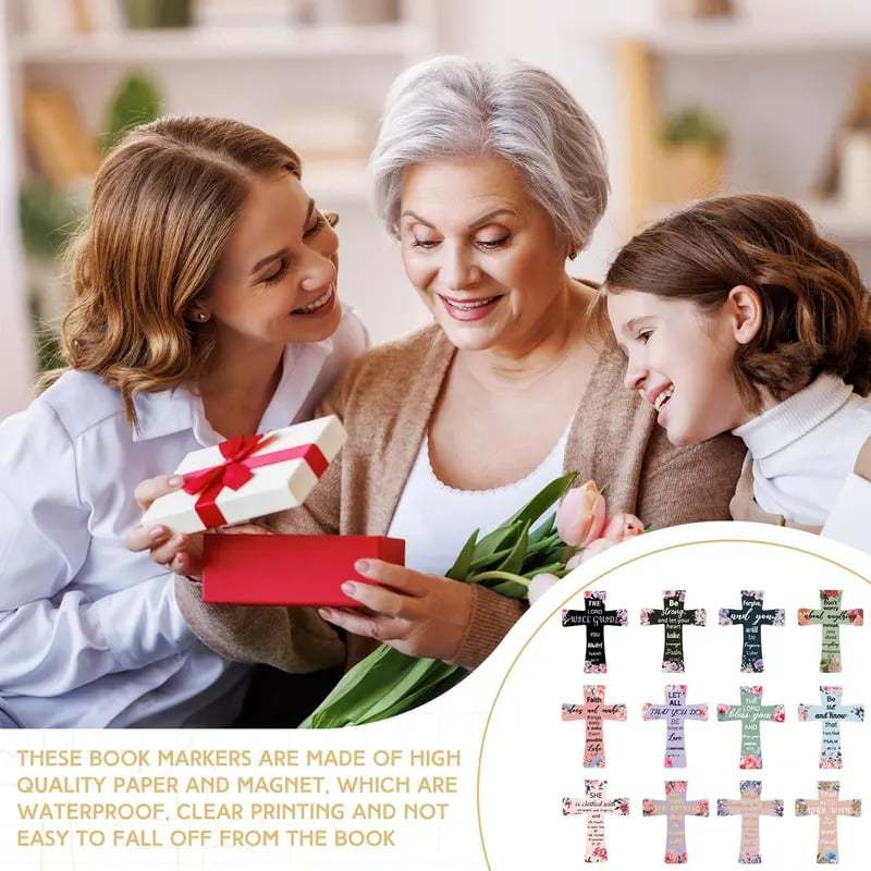 🔥LAST DAY BUY 2 GET 1 FREE📖12 Pcs Magnetic Cross Bookmarks Gifts for Bible Study, Readers, Teachers, Students🌸✝️